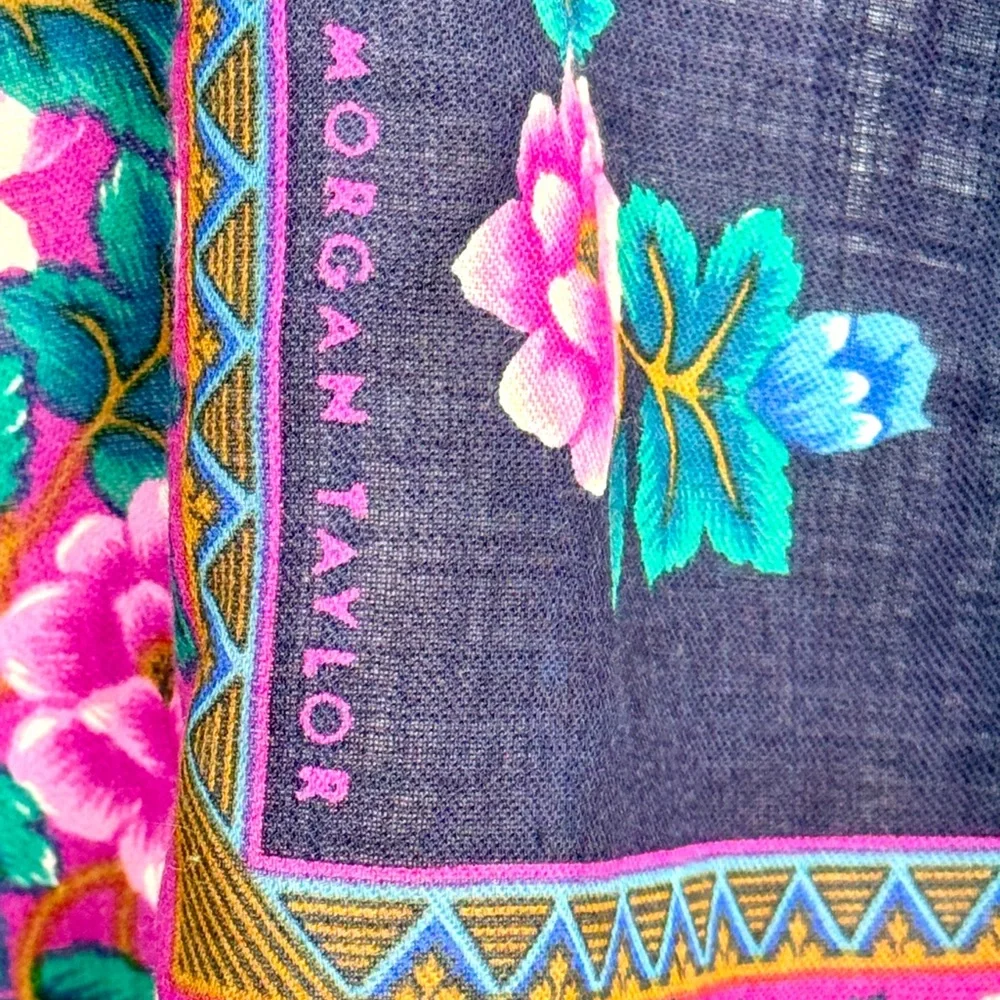 Vintage Morgan Taylor Floral Wool Scarf - Picture 3 of 7